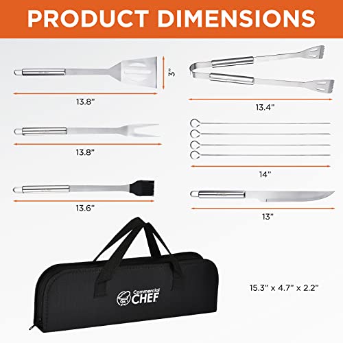Commercial Chef BBQ Grill Accessories for Outdoor Grill - BBQ Grill Set for Men - Grilling Accessories - BBQ Accessories - Grilling Gifts for Men - Weber Grill Kit - BBQ Set - Grilling Tools - 10PC