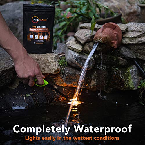 FireFlame Quick Instant Fire Starter - 100% Waterproof All-Purpose Indoor & Outdoor FireStarter, for Charcoal Starter, Campfire, Fireplace, Firepit, Smoker - Odorless and Non-Toxic - 20 Pouches in Bag