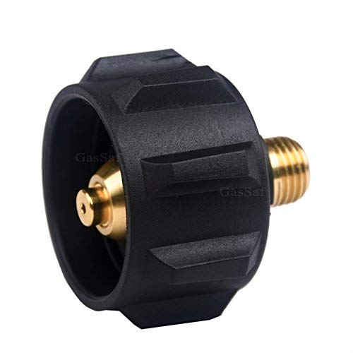 GasSaf QCC1 Propane Adapter Gas Regulator Valve Fitting with Nut and 1/4 Inch Male Pipe Thread - Solid Brass