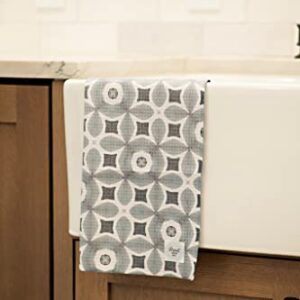 Desert Aqua || 3 Pack|| Not Your Ordinary Kitchen Towels || Dish Towels || Waffle Weave Microfiber || Tea Towels || Highly Absorbent || Hanging Loop || Dish Cloths || Modern || Designer Prints (Gray)