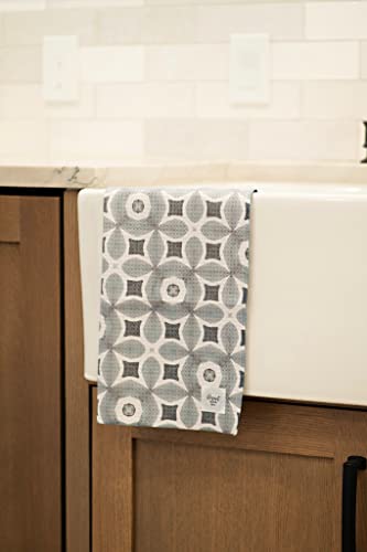 Desert Aqua || 3 Pack|| Not Your Ordinary Kitchen Towels || Dish Towels || Waffle Weave Microfiber || Tea Towels || Highly Absorbent || Hanging Loop || Dish Cloths || Modern || Designer Prints (Gray)