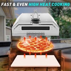 Templeton Home Pizza Oven Topper for BBQ & Grills, Includes Pizza Stone, Built In Temp Gauge, Cutter & Peel for Authentic Home Pizza Experience