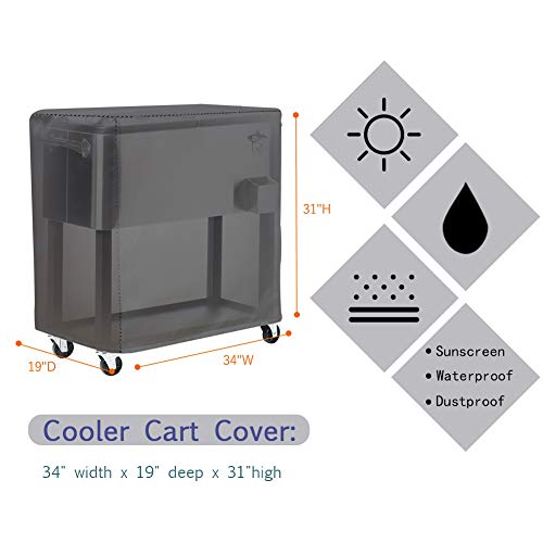 Cooler Cart Cover(New Upgrade) - Universal Fit for Most 80 QT,Super Insulation Cashmere Material,Rolling Cooler (Patio Cooler,Beverage Cart, Rolling Ice Chest) Protective Cover (Black)