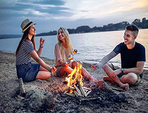 Marshmallow Roasting Sticks 8Pcs Extendable 32inch Long Metal Barbecue Skewers For Grilling Set,Telescoping Smores BBQ Forks, Fire Pit Sticks for Hot Dogs,Camping,Bonfire