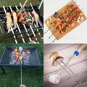 Marshmallow Roasting Sticks 8Pcs Extendable 32inch Long Metal Barbecue Skewers For Grilling Set,Telescoping Smores BBQ Forks, Fire Pit Sticks for Hot Dogs,Camping,Bonfire