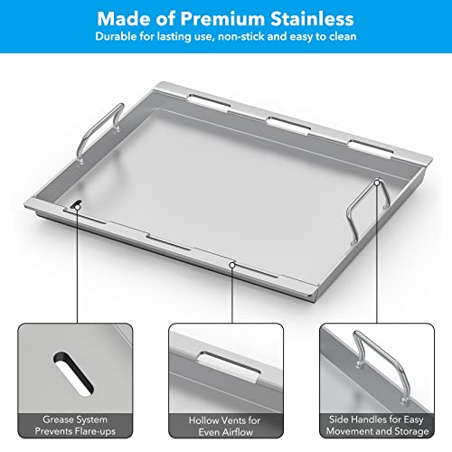 Stanbroil Stainless Steel Griddle Universal Grill Griddle for Weber Spirit 200 Series, Spirit II & II LX 200 Series Gas Grills, Replacement Parts for Weber Spirit S-210 E-210 E-220