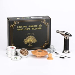 cocktail smoker kit | with torch and 4 wood chips (apple, oak, cheery, beech)-old fashioned smoker kit and all in one whiskey smoker kit for your home bar. bourbon smoker kit gift for loved ones