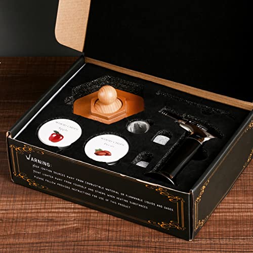 Cocktail Smoker Kit | With Torch and 4 Wood Chips (Apple, Oak, Cheery, Beech)-Old Fashioned Smoker Kit and All in One Whiskey Smoker Kit for Your Home Bar. Bourbon Smoker Kit Gift for Loved Ones