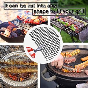 BBQ Grill Mesh Mat Set of 3 - Non Stick Barbecue Grill Sheet Liners Teflon Grilling Mats Nonstick Fish Vegetable Smoking Accessories - Works on Smoker,Pellet,Gas,Charcoal Grill,15.75x13inches