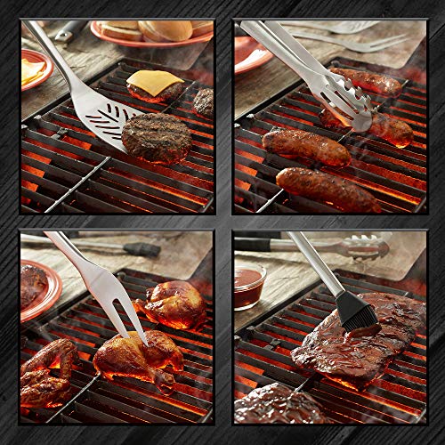 Pure Grill 4-Piece Stainless Steel BBQ Tool Utensil Set - Professional Grade Barbecue Accessories
