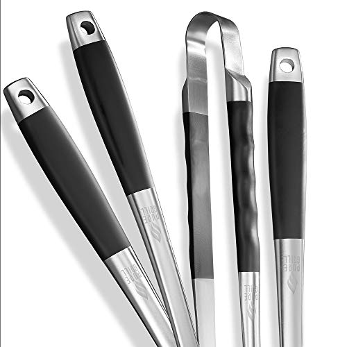 Pure Grill 4-Piece Stainless Steel BBQ Tool Utensil Set - Professional Grade Barbecue Accessories