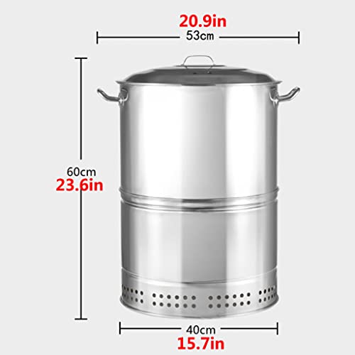 WANGF Charcoal BBQ Hanging Stove Charcoal Braised Grill Barrel Large Capacity Barbecue 201 Stainless Steel Split Oven 360° All Round Roasting Oil Charcoal Separation 60 * 53 * 40cm