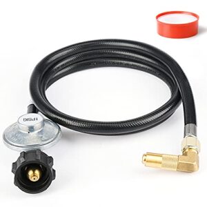 Uniflasy 5 Feet Propane Adapter Hose with Regulator for 17"/22" Blackstone Griddle Grill, QCC1 Propane Hose with Elbow Fitting Adapter Replacement Parts for 17/22 Inch Blackstone Tabletop Camper Grill