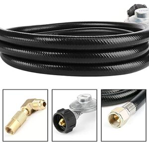 Uniflasy 5 Feet Propane Adapter Hose with Regulator for 17"/22" Blackstone Griddle Grill, QCC1 Propane Hose with Elbow Fitting Adapter Replacement Parts for 17/22 Inch Blackstone Tabletop Camper Grill