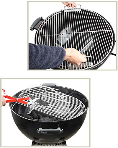 KAMaster Stainless Steel Cooking Grate for 22 in Weber Charcoal Grills 21.5 in Round Hinged Cooking Grid Grill Accessory Replaces for Weber Original Kettle Series