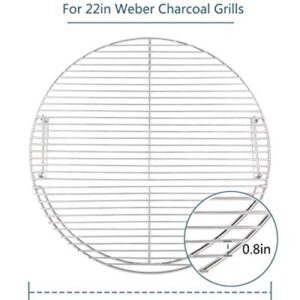 KAMaster Stainless Steel Cooking Grate for 22 in Weber Charcoal Grills 21.5 in Round Hinged Cooking Grid Grill Accessory Replaces for Weber Original Kettle Series