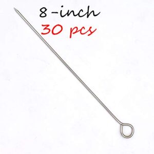 Alele 30 Pcs 8 Inches Poultry Lacers, Turkey Pins Stainless Steel Skewers for Trussing Turkey and Poultry