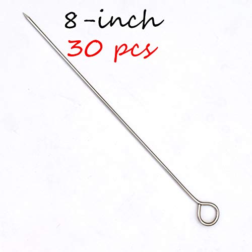 Alele 30 Pcs 8 Inches Poultry Lacers, Turkey Pins Stainless Steel Skewers for Trussing Turkey and Poultry