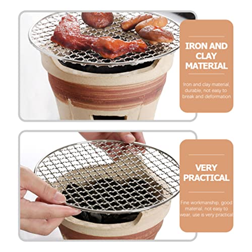 HANABASS Japanese Style Grill 1set Charcoal Burner Charcoal Grill Pottery Clay Charcoal Stove Portable Barbecue Stove Hibachi Grill