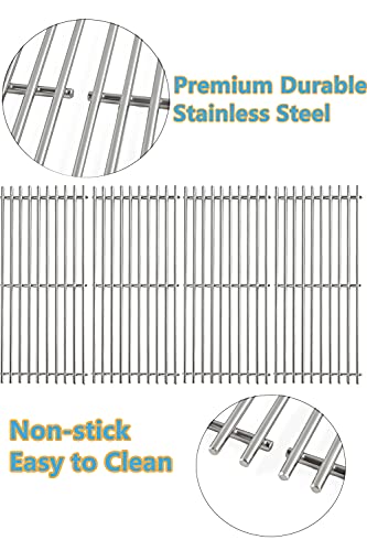 Solid Stainless Steel BBQ Grill Grates for Bull Most Models 19.25" x 7.5" OEM 16517, Outlaw 26038,26039, Steer Premium 69008,69009, Lonestar Select 87048,87049, 7 Burner Premium 18248,18249, Set of 4