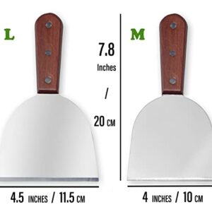 Stainless Steel Slant Grill Griddle Spatula Scraper Diner Flat Straight Blade (L)