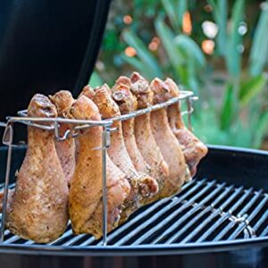 Chicken Leg And Wing Rack For Grill Smoker Oven - Easy To Use 14 Slots Chicken Leg Rack - High Grade Stainless Steel Chicken Wing Rack Chicken Drumstick Holder For Perfect Cook