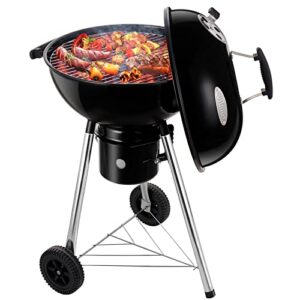cusimax charcoal grill bbq kettle portable grill barbecue grill outdoor cooking grills & smokers for camping patio picnic backyard, 18.5 inch, black