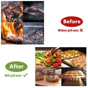 BEGIALO Copper Grill Mats Set of 7 for Outdoor Grill, Non-Stick Copper BBQ Grilling Mats PFOA Free Heavy Duty Reusable Easy to Clean Works on Gas Charcoal Electric BBQ Grill Accessories