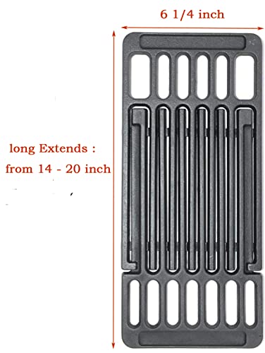 Dongftai PCBZ0A (3-Pack) 6 1/4 inch wide Adjustable Cast Iron Cooking Grate Replacement for BBQ Grills Gas Eletric Grills, Universal Cooking Grids Extend from 14" up to 20" L