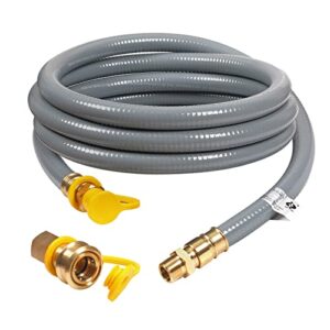 12ft 3/4″ id natural gas hose with quick connect fittings for ng/lp propane appliances, grill, patio heaters, generators, pizza oven, etc.