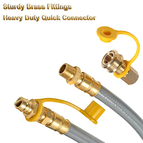 12FT 3/4" ID Natural Gas Hose with Quick Connect Fittings for NG/LP Propane Appliances, Grill, Patio Heaters, Generators, Pizza Oven, etc.