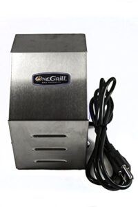 onegrill 4pm08 heavy duty stainless steel grill rotisserie motor – electric 27 watt 110/120 volt – 200 in./lbs. stall torque – 5/16 inch square drive – all metal commercial grade geartrain
