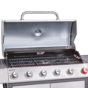 Royal Gourmet US-SG6002R 6 BBQ Liquid Propane Grill with Sear and Side Burners, 71,000 BTU Cabinet Style Stainless Steel Gas Griller, Silver