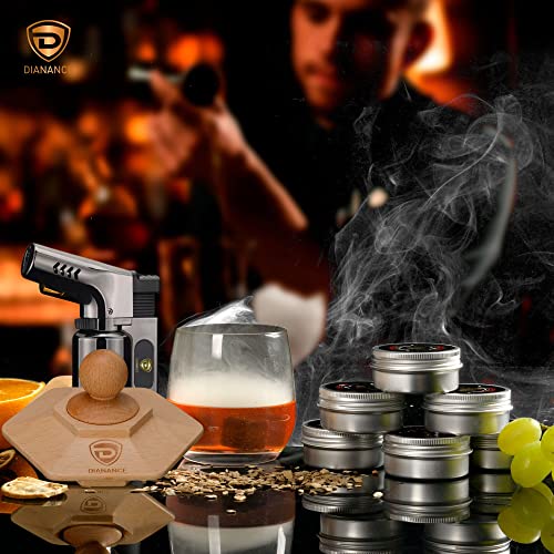 Dianance Cocktail Smoker Kit With Torch, Whiskey, Bourbon Smoker, Drink Smoker Infuser Kit, Smoker for Old Fashioned Cocktails, Smoked Cocktail Kit, 6 Flavored Wood Chips, Beechwood Smoker, Stone Ice Cubes, Butane Torch (Fuel Not Included)