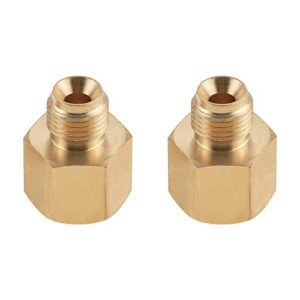 surieen rv propane hose adapter 1/4″ female pipe npt x 1/4″ inverted male flare（7/16-24unf）, brass convert adapter fittings for propane lines (pack of 2)