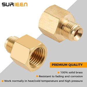 SURIEEN RV Propane Hose Adapter 1/4" Female Pipe NPT x 1/4" Inverted Male Flare（7/16-24UNF）, Brass Convert Adapter Fittings for Propane Lines (Pack of 2)