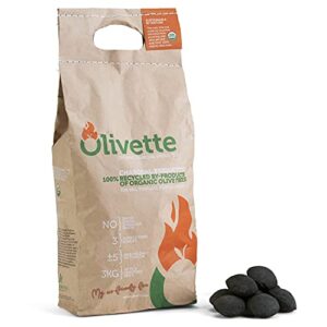 olivette organic charcoal briquettes for grilling bbq, usda organic certified | 100% recycled olive tree byproducts