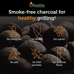 Olivette Organic Charcoal Briquettes for Grilling BBQ, USDA Organic Certified | 100% Recycled Olive Tree Byproducts