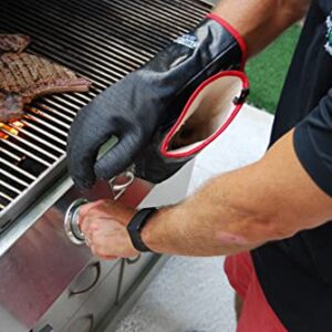 MagneCHEF Freedom BBQ Glove, Heat Resistant 932℉, Easy On & Off Glove for Grill/Smoker/Cooking/Pit/Barbecue/Oven/Fryer, Textured Palm No Slip Grip, Waterproof & Oil Resistant (Black Traditional Fit)