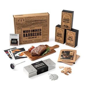 wood smoked bbq grill set | cooking gifts & grilling gifts for men | gifts for dad, brother, boyfriend, & husband | unique barbeque grill accessories, 8-piece mens gift set, outdoor gifts