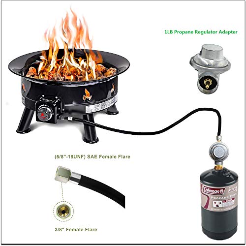 MCAMPAS 1LB Propane Regulator with 5FT Extension Hose X 3/8" Female Flare NUT for Outdoor Camper Grill Stove