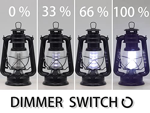 YAKii LED Vintage Lantern Metal Hanging Hurricane Lantern 12 LED Dimmer Switch Cold White Battery Operated Lantern Power Outage Indoor Camping Lighting Outdoor Brooklyn Lantern (Black 2 Pack)