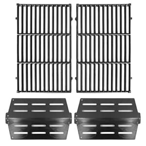 hongso grill grate 7524 heat deflector 7622 bundle for weber genesis 300 series e-310 e-320 e-330 ep-310 ep-320 ep-330 s-310 s-330 gas grill (2011-2016 with front control knobs)