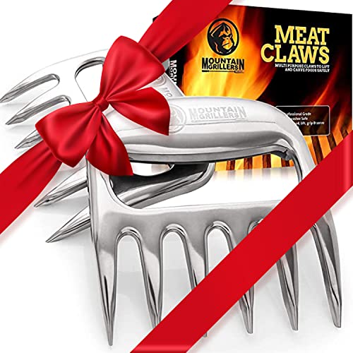 Mountain Grillers Meat Claws Meat Shredder for BBQ - Perfectly Shredded Meat, These Are The Meat Claws You Need - Best Pulled Pork Shredder Claw x 2 For Barbecue, Smoker, Grill (Stainless Steel)