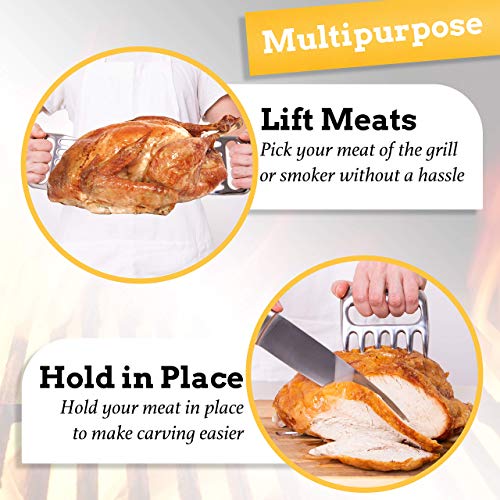 Mountain Grillers Meat Claws Meat Shredder for BBQ - Perfectly Shredded Meat, These Are The Meat Claws You Need - Best Pulled Pork Shredder Claw x 2 For Barbecue, Smoker, Grill (Stainless Steel)
