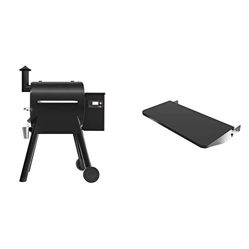 Traeger Grills Pro Series 575 Wood Pellet Grill and Smoker, Black & Pellet Grills BAC362 Folding Shelf, 25” L x 12 W, Black