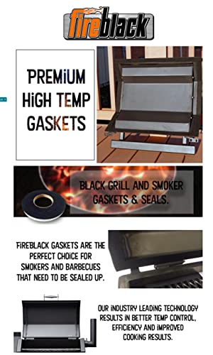 Fireblack® Hi Temp BBQ smoker Gasket Self Stick 15 ft High Heat 1/2 x 1/8 Black