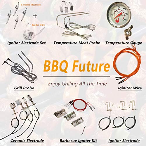 BBQ Future Grill Ignitor Electrode Kit for Viking 008091-000, 1-Pack Ceramic Ignition Electrode Come with Nuts and Bolts, 5 3/8"