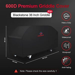 Comnova Griddle Cover for Blackstone Griddle 36 Inch - 600D Flat Top Grill Cover for Blackstone 4 Burner Griddle Heavy Duty & Waterproof, Outdoor 36" Griddle Cover for Blackstone 1554, 1825 and More