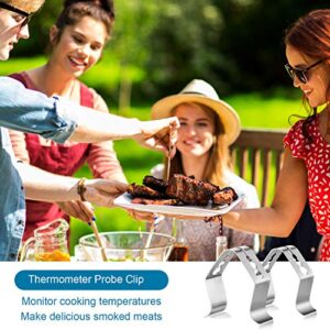 6 Pieces Universal A Style Meat Thermometer Probe Clip Holder Grill Thermometer Clip Holders for BBQ Oven Grill Ambient Thermometer Temperature Reading